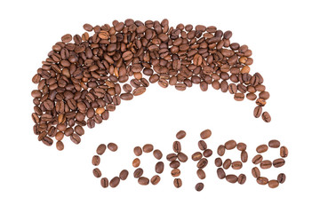 coffee beans, letters