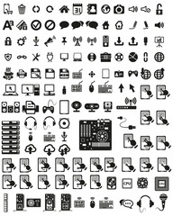 Set of computers and hardware vector icons.
