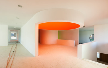 building under construction, interior, modern school