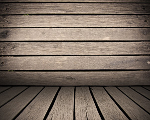 wooden planks interior background, wood floor and wall