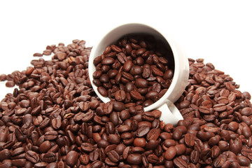 cup of coffee with coffee bean inside