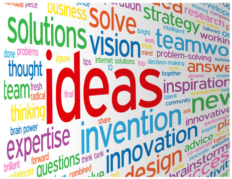 "IDEAS" Tag Cloud (innovation solutions creativity smart team)