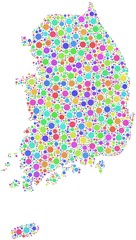 Map of South Korea - Asia - in a mosaic of harlequin bubbles