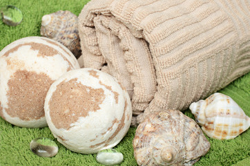 Towel and bath bomb
