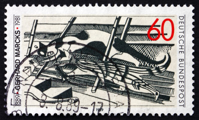 Postage stamp Germany 1989 Cats in the Attic, by Gerhard Marcks