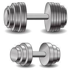two dumbbells