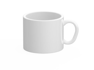 White cup on white background