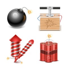 pyrotechnic vector icon set