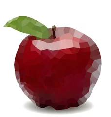 Rideaux velours Pixels Pomme rouge mosaïque polygonale