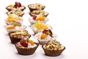 Cupcakes filled with fresh fruits.
