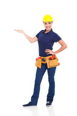handywoman presenting