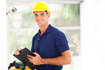 happy cctv camera technician