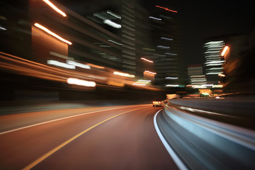 Fototapeta na wymiar Driving on the night road