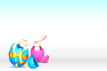 vector illustration of Easter bunny from broken colorful egg