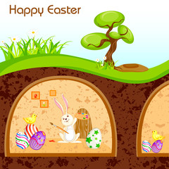 vector illustration of bunny painting Happy Easter egg in