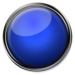 Glossy Button Chrom Blau