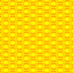 Golden  cells of a honeycomb pattern. Vector illustration.