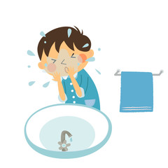 洗顔する男の子