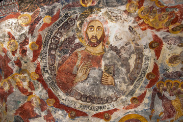 Fototapeta na wymiar Ancient religious paintings in Christianity in Trabzon Turkey