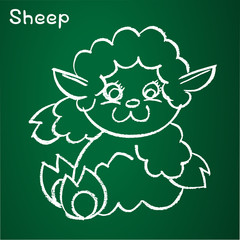 Vector image of a sheep on the blackboard