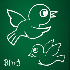 Vector image of a bird on the blackboard