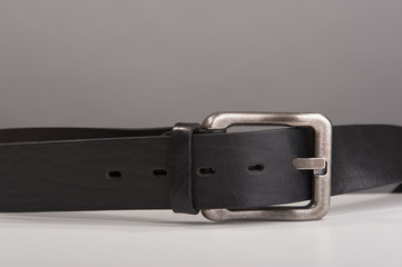 Black leather mens belt