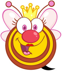 Happy Queen Bee Cartoon Mascot Character