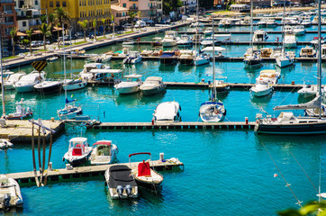 Obraz premium Port with many yachts on summer day