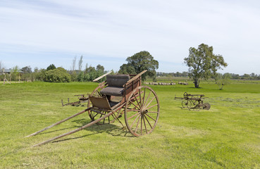 Old wooden wagon of an axis