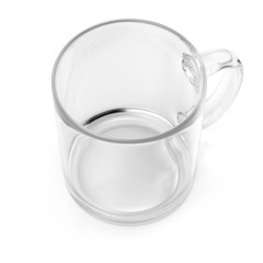 Empty glass cup isolated on white