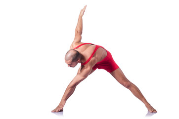 Young wrestler isolated on the white