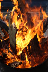 wood burning on fire