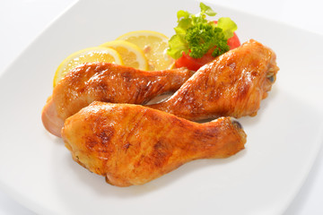 Grilled chicken legs with vegetables