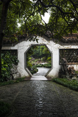 Octagonal gate in Chinese style garden