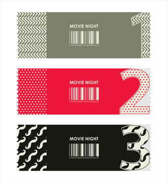 vector paper ticket with numbers and hipster elements