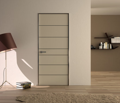 Ingresso con porta e lampada