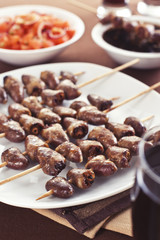 Grilled chicken hearts
