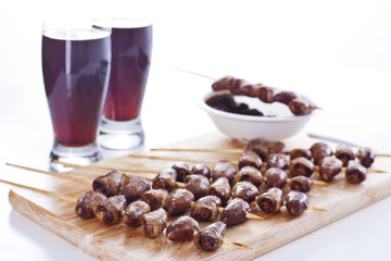 Grilled chicken hearts