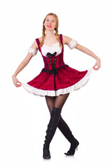Oktoberfest concept with woman on white