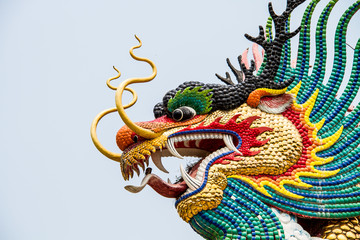 Fototapeta premium Dragon statue Sawan park Nakornsawan Thailand