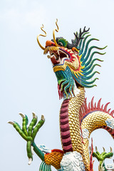 Fototapeta premium Dragon statue Sawan park Nakornsawan Thailand