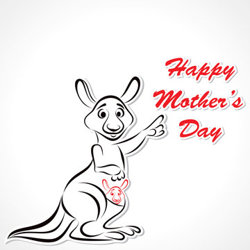 Happy Mother and Baby Kangaroo stock vector