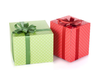 Two gift boxes with ribbon and bow