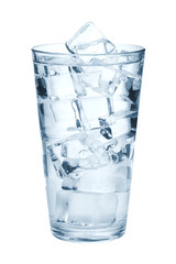 Glass of pure water with ice cubes