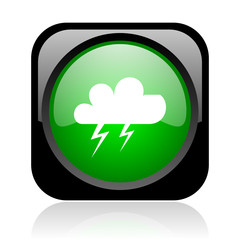 weather forecast black and green square web glossy icon