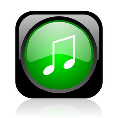 music black and green square web glossy icon