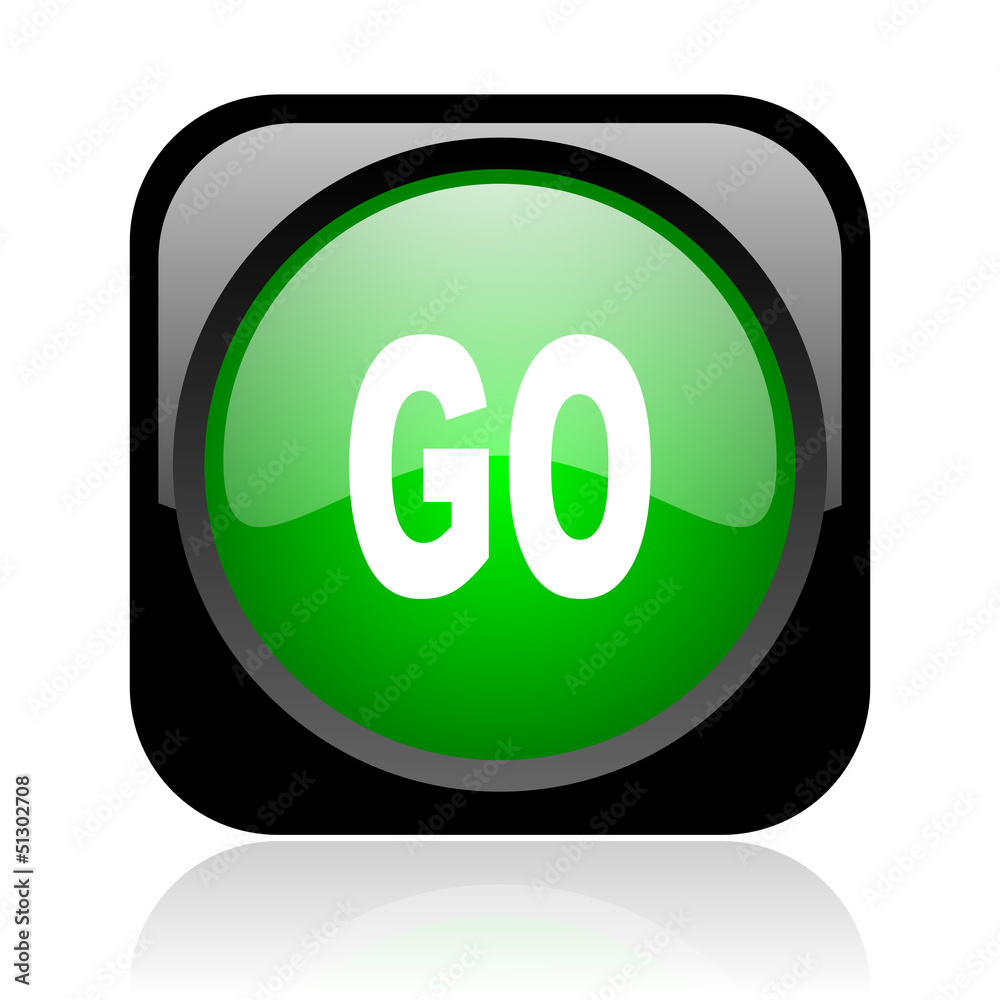 Poster go black and green square web glossy icon