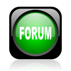 forum black and green square web glossy icon