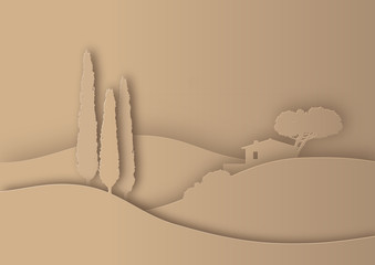 Fototapeta premium Toskana Scherenschnitt