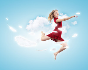 Obraz premium Young girl floating